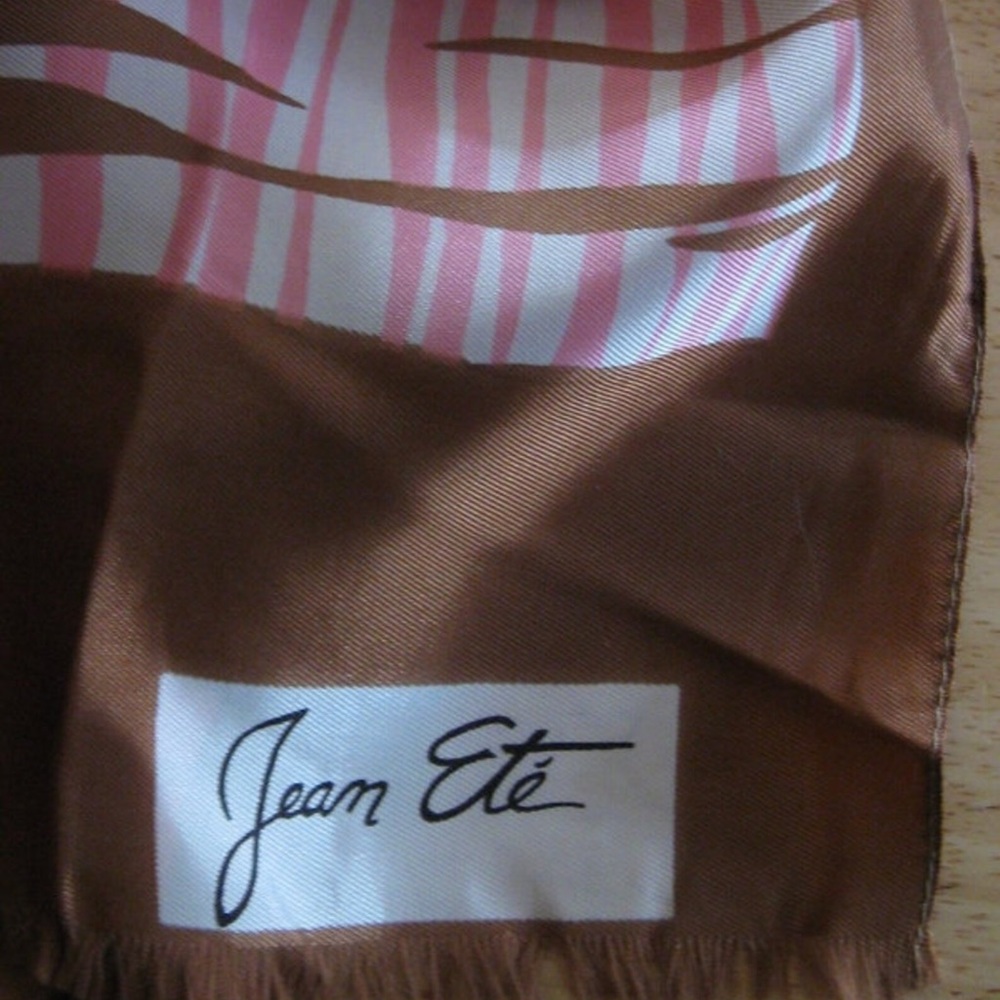 ❤️❤️ Jean Ete Brown White Pink Large Scarf - Made in Italy❤️❤️ - Picture 2 of 3